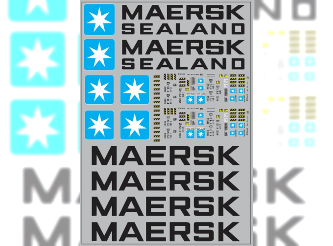 Набор декалей Контейнеры 40 футов Maersk (вариант 2) (200х290)