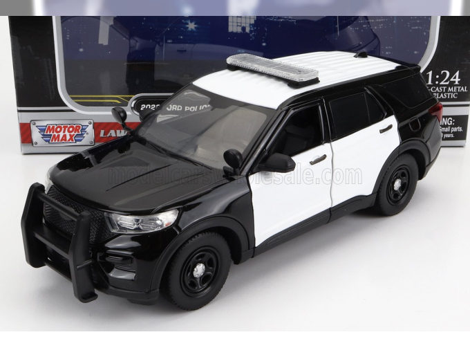 FORD Utility Police Interceptor With Light Bar And Push Bumper (2022), black white