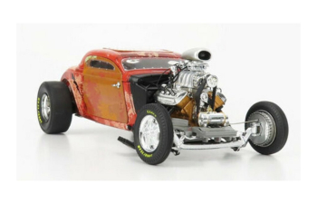 Blown Altered Coupe (1934), rusted steel red