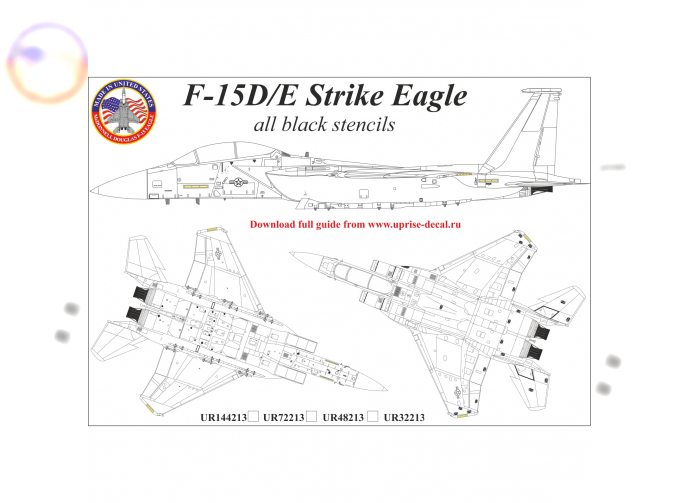 Декаль для F-15E Strike Eagle, с тех. надписями