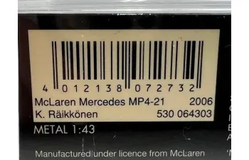 McLAREN Mercedes Benz MP4/21 Kimi Raikkonen (2006), silver/red
