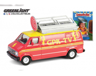 DODGE B-100 с лестницей и спутниковой тарелкой на крыше "Dish Grace" (1976), Red/Yellow