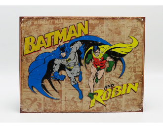 ACCESSORIES Metal Plate - Batman And Robin, Brown Blue Yellow