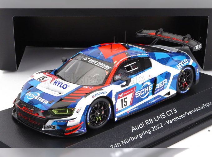 AUDI R8 Lms Gt3 Team Audi Sport Phoenix №15 Winner 24h Nurburgring (2022) D.Vanthoor - F.Vervisch - R.Frijns - K.van Der Linde, Blue White Red