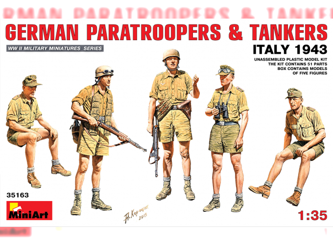 Сборная модель Фигуры GERMAN PARATROOPERS & TANKERS Italy 1943