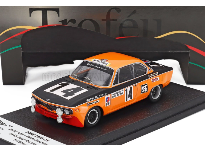 BMW 2800 Cs (night Version) №14 6h Paul Ricard (1971) Jacky Ickx - Hans Joachim Stuck, Orange Black