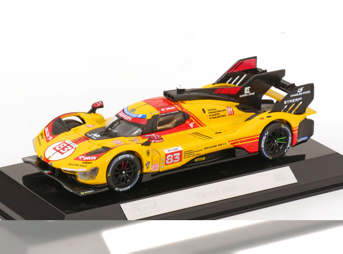 FERRARI 499p 3.0l Turbo V6 Team Af Corse №83 24h Le Mans (2024) Robert Kubica - Robert Shwartzman - Yifei Ye - With Showcase, Yellow Red