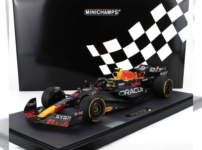 RED BULL F1 Rb19 Team Oracle Red Bull Racing №11 Qatar Gp (2023) Sergio Perez - Con Vetrina - With Showcase, Matt Blue