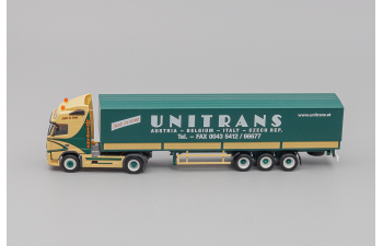 VOLVO FH 12 GL Tractor / Canvas Trailer "Unitrans", beige / green