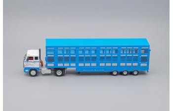 VOLVO F89 Truck Commerce D'ovins Du Larzac Millau - Livestock Transporter - Trasporto Animali (1978), light blue / white