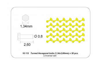 Turned Hexagonal bolts (1,34x2,60mm) x 30 pcs.