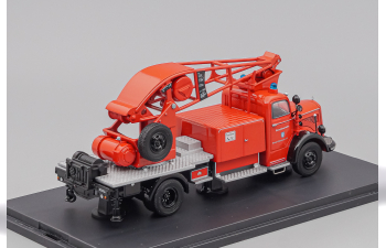 MERCEDES-BENZ L6600 Feuerwehr mit Drehleiter, red