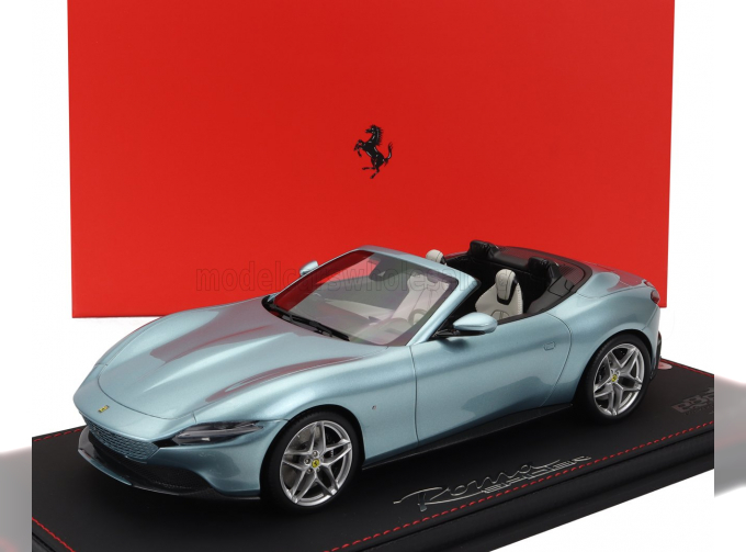 FERRARI Roma Spider Open (2020) - Con Vetrina - With Showcase, Celeste Trevi - Light Blue Met