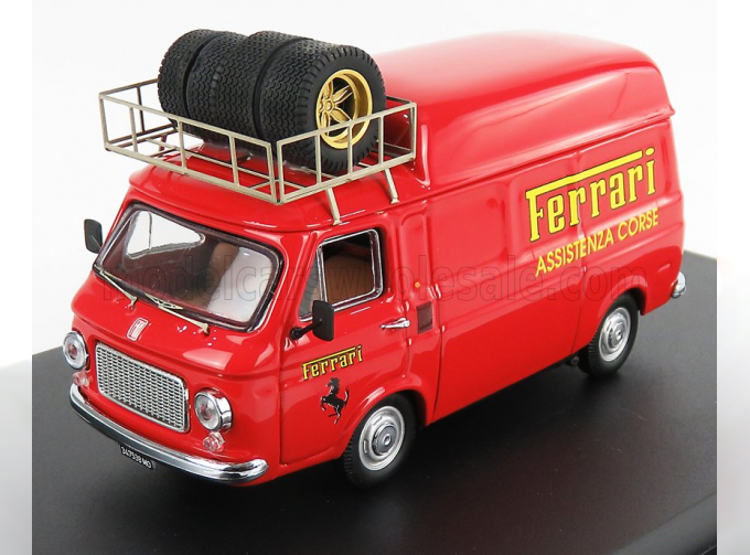 FIAT 238 Van Tetto Alto Con Portapacchi Assistenza Corse Ferrari (1970) - High Roof With Rack, Red