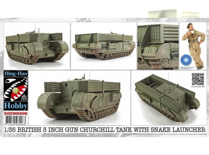 Сборная модель British 3 Inch gun Churchill tank & Snake tubes W/ 1Figure 