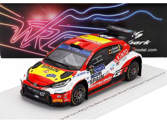 TOYOTA Yaris Gr Rally2 Team Teo Martin Motorsport N 2 Winner Rally Fia Motorsport Games Valencia (2024) Alejandro Cachon - Borja Rozada, Red White Yellow
