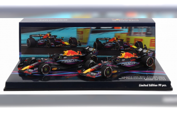 RED BULL Set 2x F1 Rb19 Team Oracle Red Bull Racing №1 World Champion Winner Miami Gp (2023) Max Verstappen + №11 2nd Miami Gp 2023 Sergio Perez, Matt Blue Yellow Red