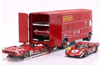 OM FIAT 150 Rolfo Scuderia Ferrari Race Car Transporter of the 70s  (1967), red