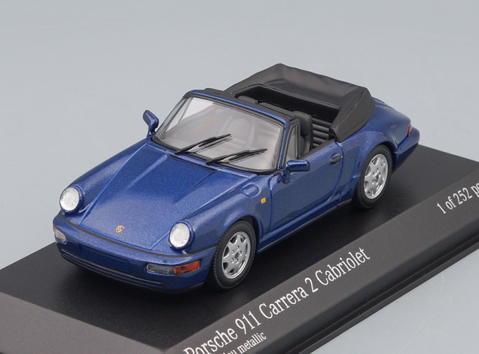 PORSCHE 911 Carrera 2 Cabriolet 1990, blue metallic