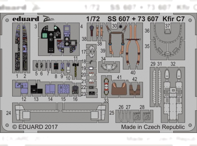 Набор для доработки - Фототравление Многоцелевой истребитель Kfir C7