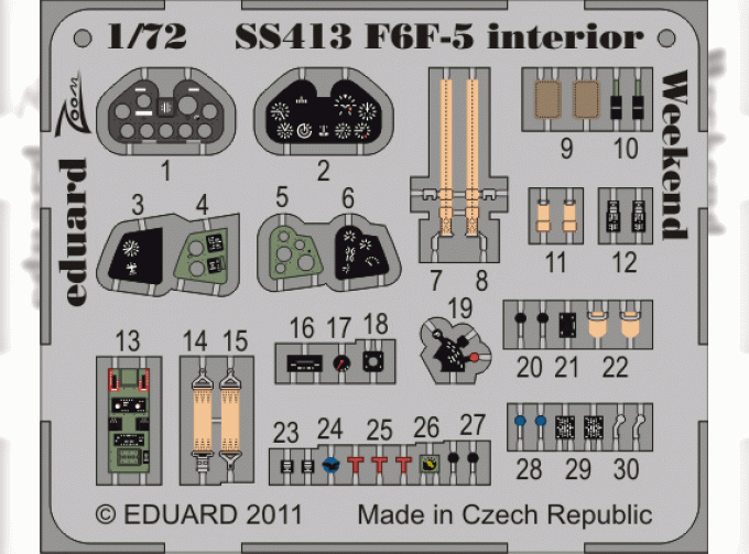 Цветное фототравление для F6F-5 interior S. A. Weekend