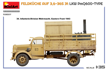 Сборная модель Опель-Блиц Pmq600 полевая кухня / OPEL Blitz Pmq600 Type Feldkuche Auf 3.6-36s 3t 1945