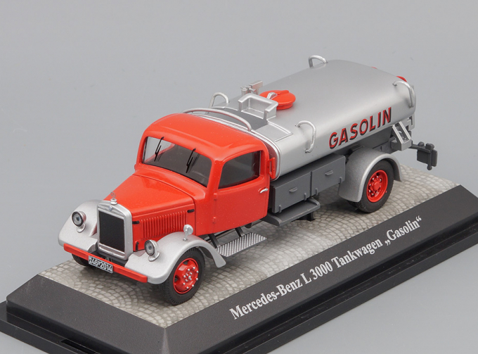 MERCEDES-BENZ L3000 Tank Truck "Gasoline" бензовоз (1950), red / silver