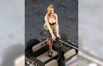 Сборная модель JEEP Willys Mb U.s 1/4 Ton 4x4 Military Utility Truck Machine Gun With Blond Girl Figure 1942