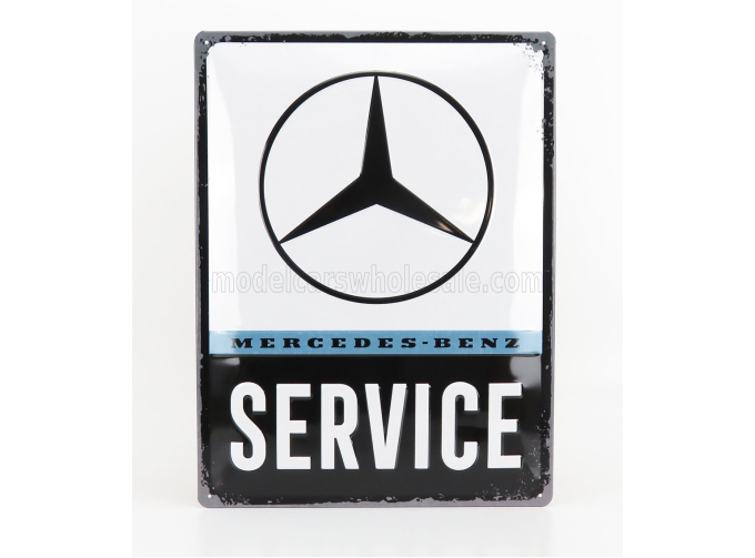 ACCESSORIES 3d Metal Plate - Mercedes Benz Service, Black White Blue