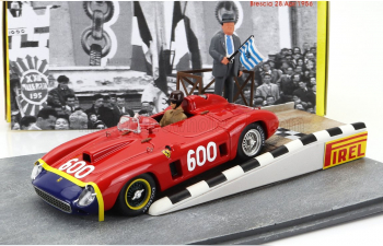 FERRARI Diorama - 290mm Spider S/n0626 №600 Mille Miglia (1956) Juan Manuel Fangio, Red Blue Yellow