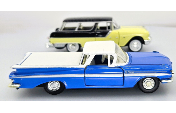 Набор из двух моделей PONTIAC Safari (1959), желтый/черный & CHEVROLET El Camino (1959),синий / белый