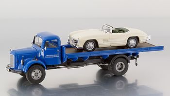 MERCEDES-BENZ L3500 flat board/ MB 300SL Roadster, blue