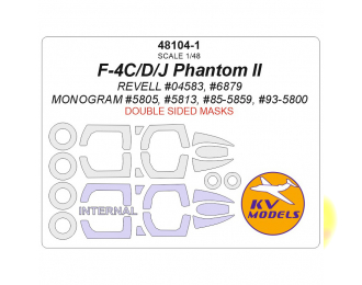 Маска окрасочная двухсторонняя F-4C/D/J Phantom II (REVELL #04583, #6879 / Monogram #5805, #5813, #85-5859, #93-5800) + маски на диски и колеса