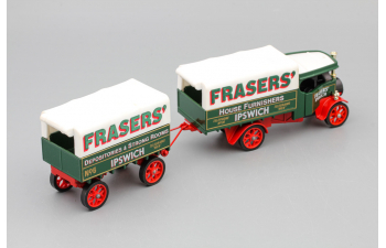 Foden C Type Steam Wagon and Trailer, green / white