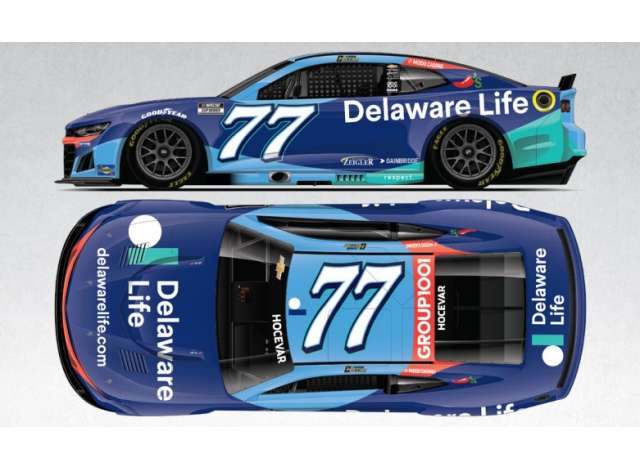 Chevrolet #77 Carson Hocevar *Delaware Life*, blue/white 2025