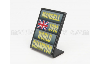 ACCESSORIES F1 World Champion Plate Pit Board - Williams Fw14b Renault N 5 Season (1992) Nigel Mansell, Grey Black Yellow