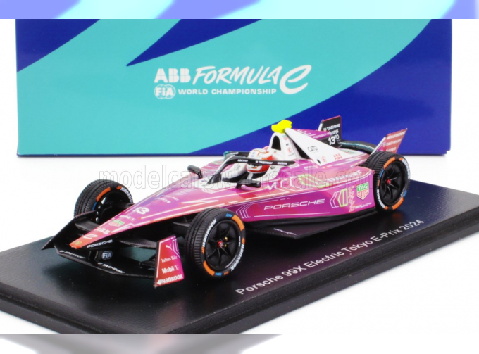 PORSCHE Formula-e 99x Elctric Team Tag Hauer Porsche №13 Tokyo E-prix (2023-2024) Antonio Felix Da Costa, Pink Black