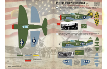 Декаль P-47D Thunderbolt Razorback Aces over Europe Part1