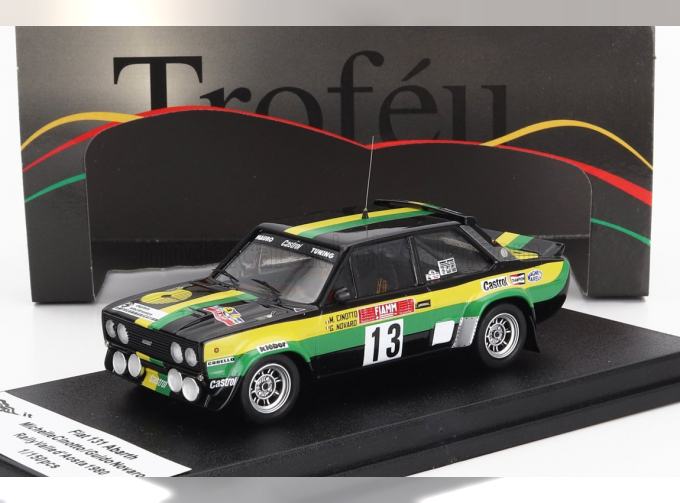 FIAT 131 Abarth (night Version) №13 Rally Valle D'aosta (1980) M.Cinotto - G.Novaro, Black Yellow Green