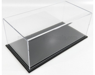 VETRINA DISPLAY BOX Maranello Base In Pelle Nera - Leather Base Black - Lungh.lenght Cm 32.5 X Largh.width Cm 16.5 X Alt.height Cm 12.5 (altezza Interna 11.5 Cm ), Plastic Display