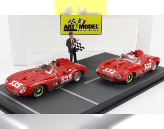 FERRARI Diorama Set 2x 315s Spider Sn0684 №535 Winner Mille Miglia (1957) P.taruffi + №532 2nd Mille Miglia (1957) W.von Trips, Red