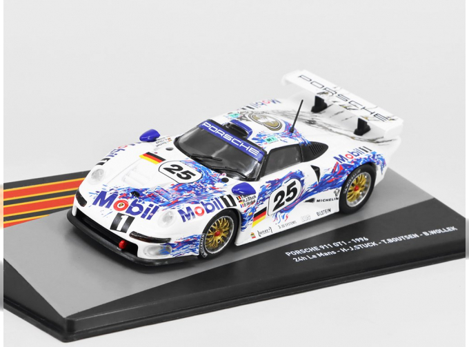 Porsche 911 GT1 Team Porsche Ag Mobil1 №25 24h Le Mans (1996) Thierry Boutsen - Hans Joachim Stuck - Bob Wollek, white / blue