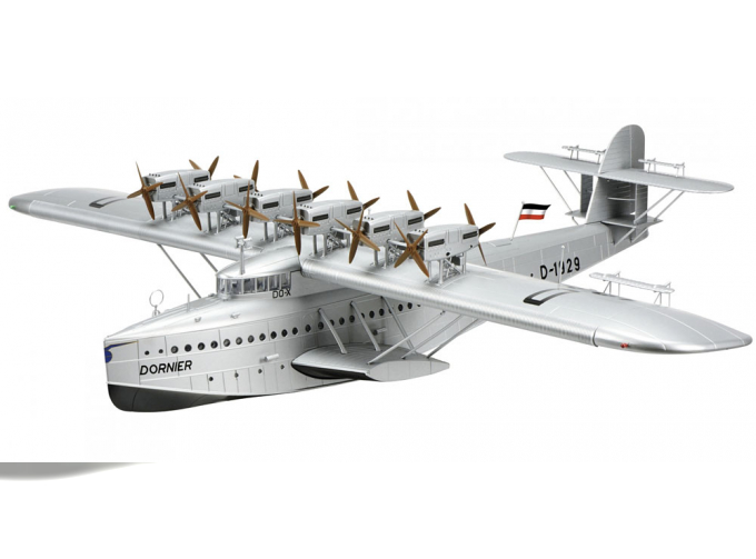 DORNIER Do X D-1929, Maße: 55 x 60 cm, silver black