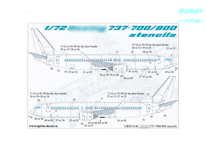 Декаль для 737-700/800, тех. надписи FFA (удаляемая лаковая подложка)