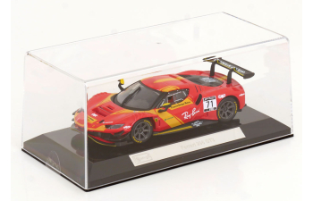 FERRARI 296 Gt3 3.0l Twin Turbo V6 №71 Racing (2022) - Con Vetrina - With Showcase, Red Yellow