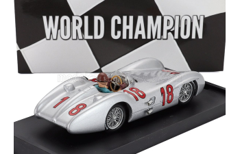 MERCEDES-BENZ F1 W196c №18 World Champion Season (1954) Juan Manuel Fangio - With Driver Figure, Silver