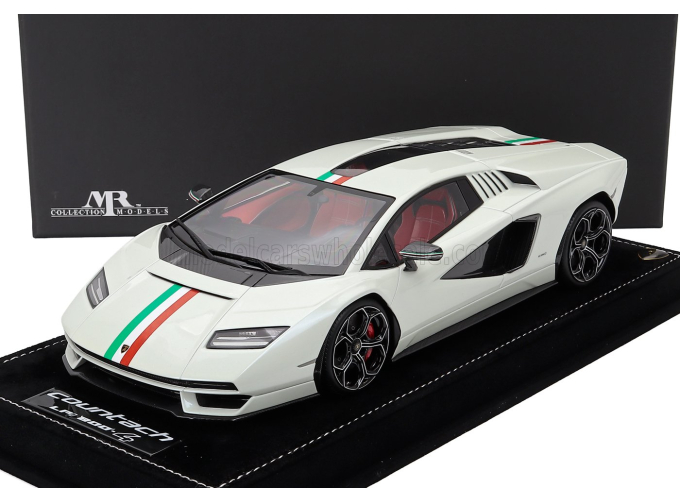 LAMBORGHINI Countach Lpi 800-4 Italian Livery (2021) - Con Vetrina - With Showcase, White Italian Flag