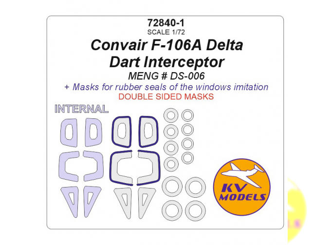 Маска окрасочная двухсторонняя Convair F-106A Delta Dart Interceptor (MENG # DS-006) + маски на диски и колеса