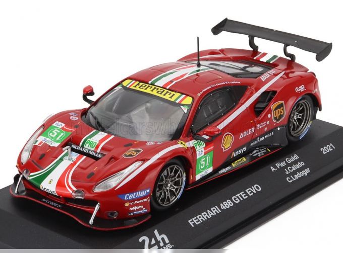 FERRARI 488 Gte 3.9l Turbo V8 Team Af Corse №51 Winner Lmgte Pro Class 24h Le Mans (2021) James Calado - Alessandro Pier Guidi - Come Ledogar, Red