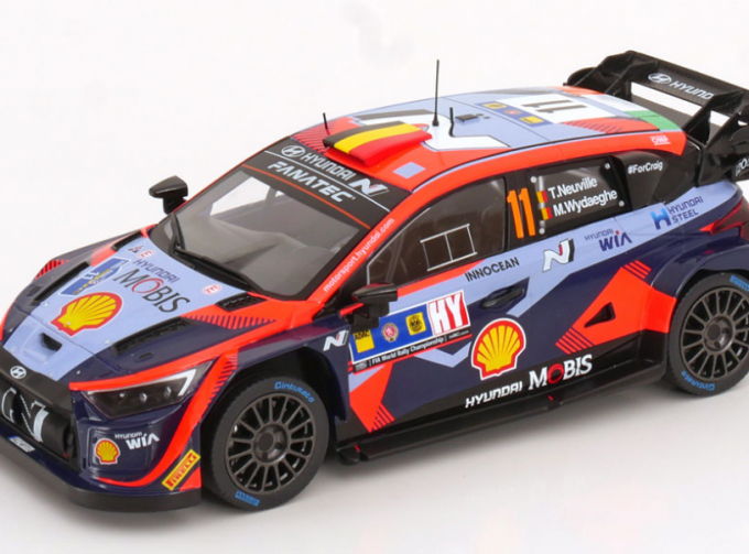 HYUNDAI I20 N Rally1 Team Shell Mobis Wrt №11 3rd Rally Montecarlo (2023) Thierry Neuville - Martijn Wydaeghe, 2 Tone Blue Red